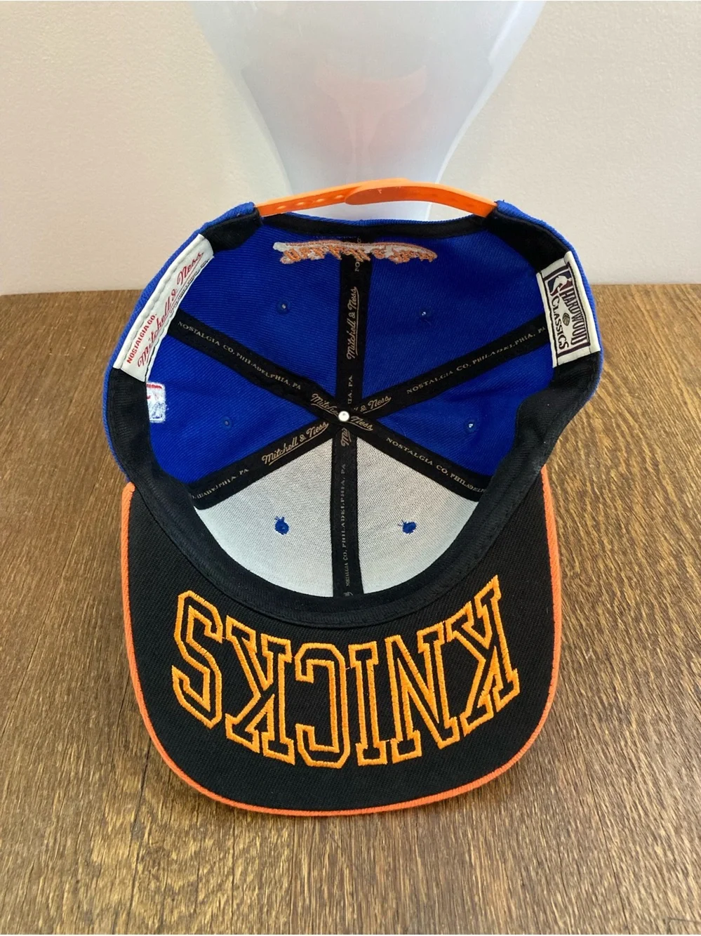 Mitchell & Ness New York Knicks NBA SnapBack Ball Cap OSFM Blue/Orange